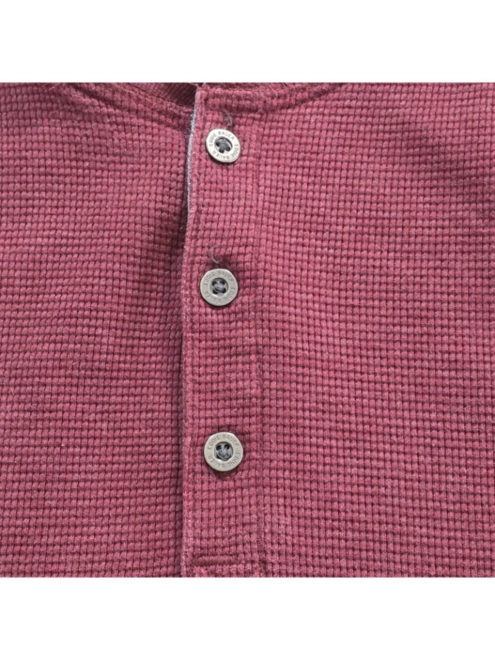 Eddie Bauer Henley Men T2XL Plum Cotton Blend Waffle Knit LS Casual Cottage Edgy - Picture 12 of 16